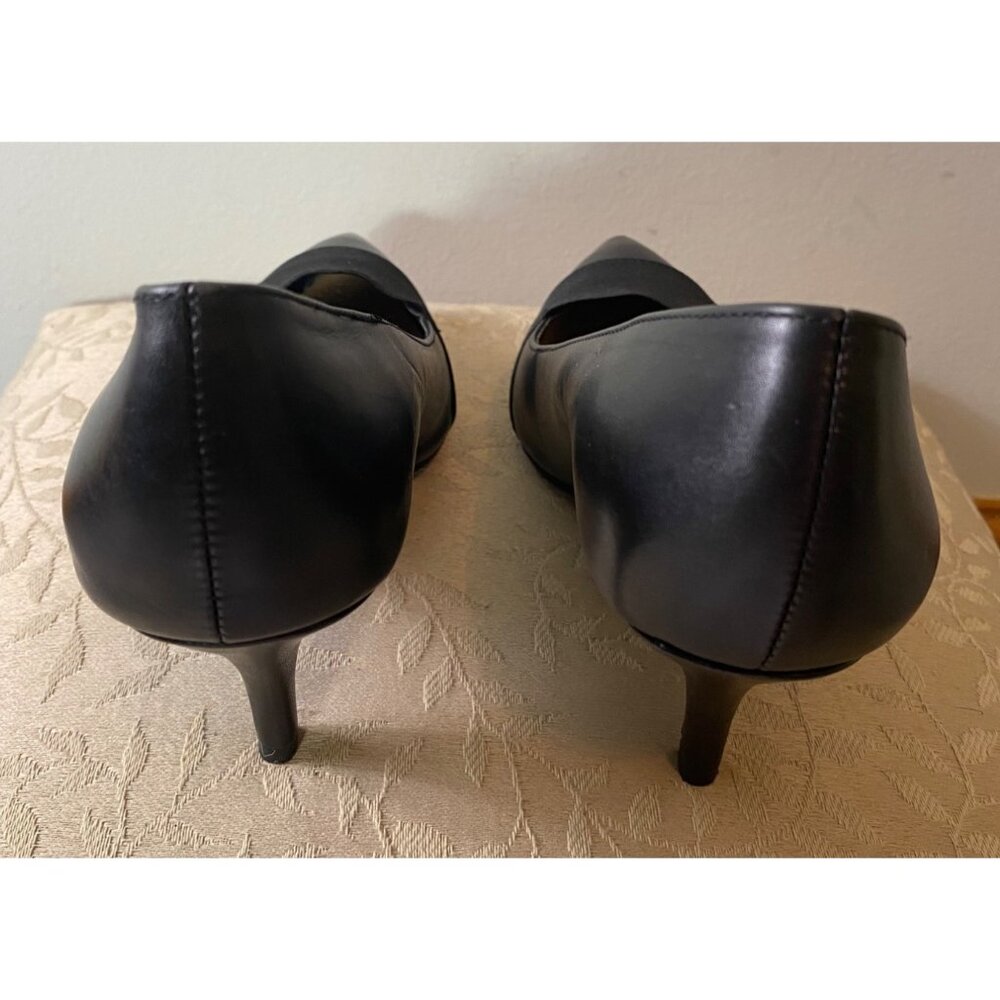 Ellen Tracy Black Pointed-Toe Leather Pumps Leather Size 6.5 - Picture 5 of 9